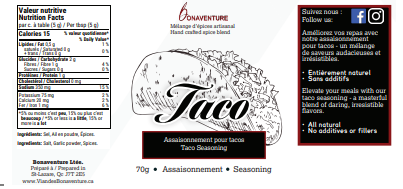Taco - Assaisonnements pour viande à Taco