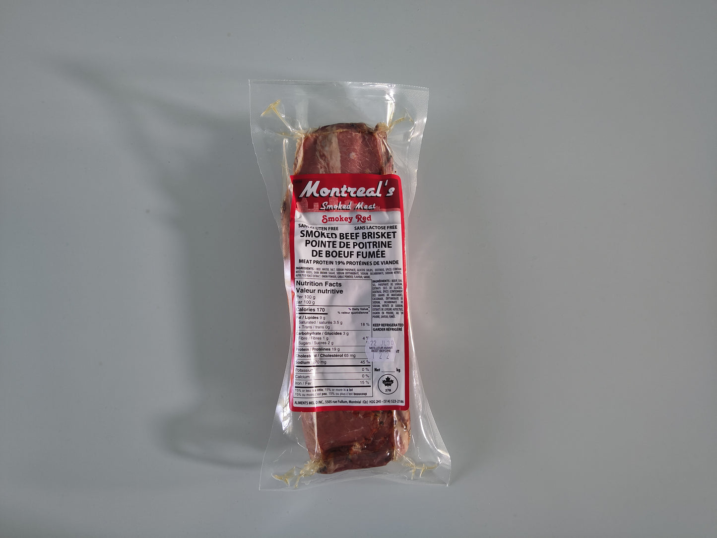 Sliced "Smokey Red" Montreal Smoked Meat (1lb)